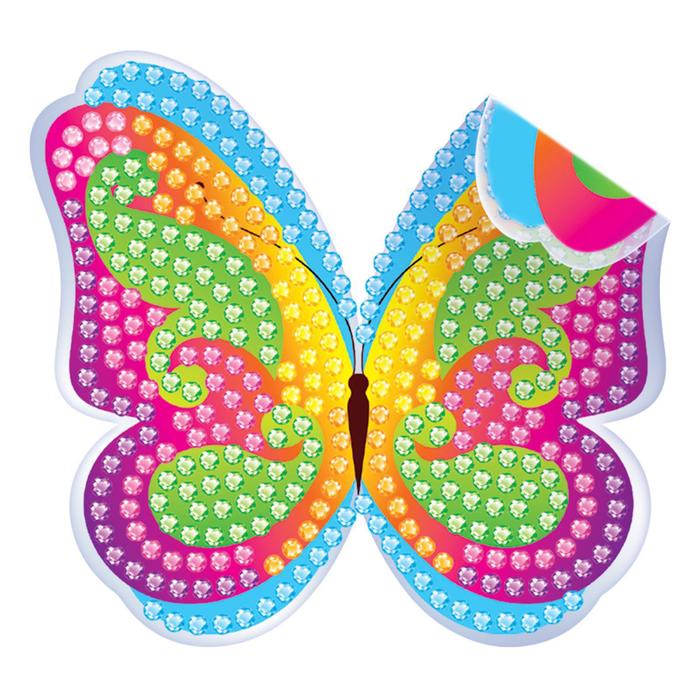 Алмазная мозаика наклейка для детей Бабочка, 10 х 10 см. Набор для творчества