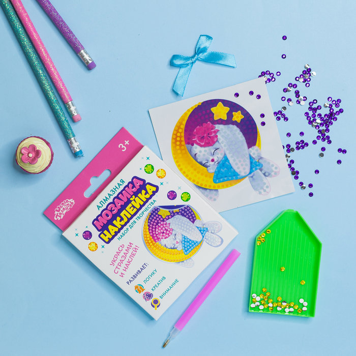 Алмазная вышивка-наклейка для детей "Зайка"