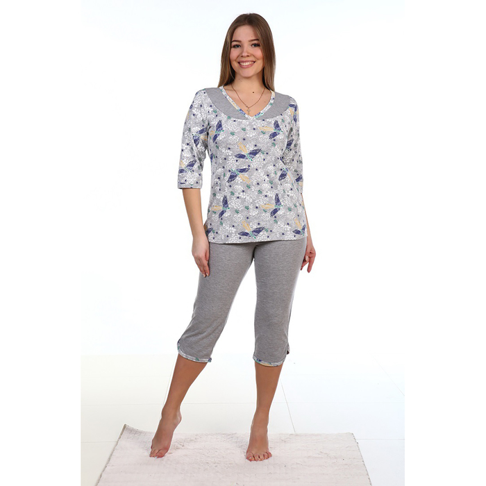 Пижама женская (джемпер, бриджи) ПК16 МИКС, размер 56