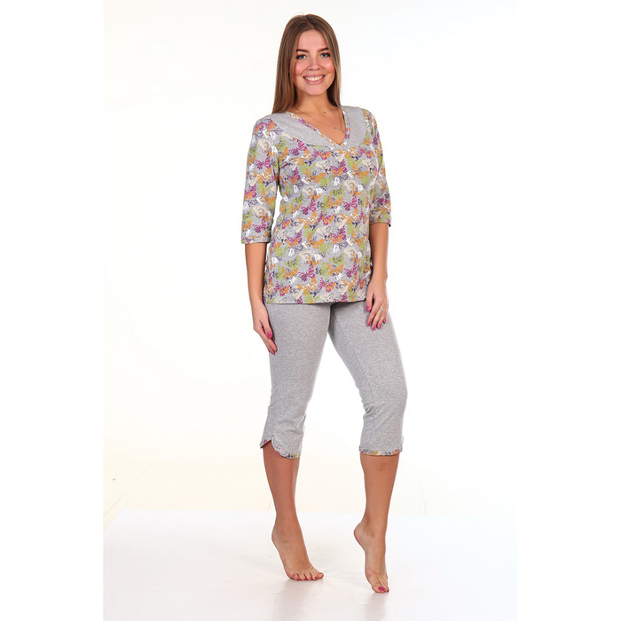 Пижама женская (джемпер, бриджи) ПК16 МИКС, размер 56