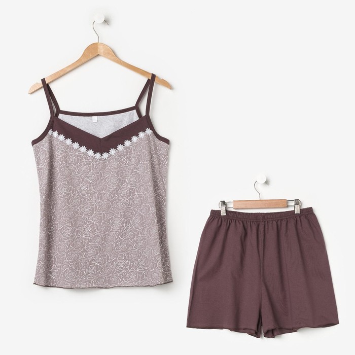 Пижама женская (майка, шорты) ПК25 МИКС, размер 52