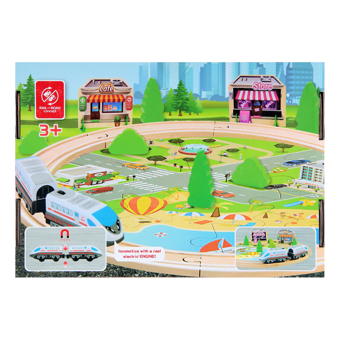 Железная дорога "Городской транспорт" с основой-пазлом, 29 элементов