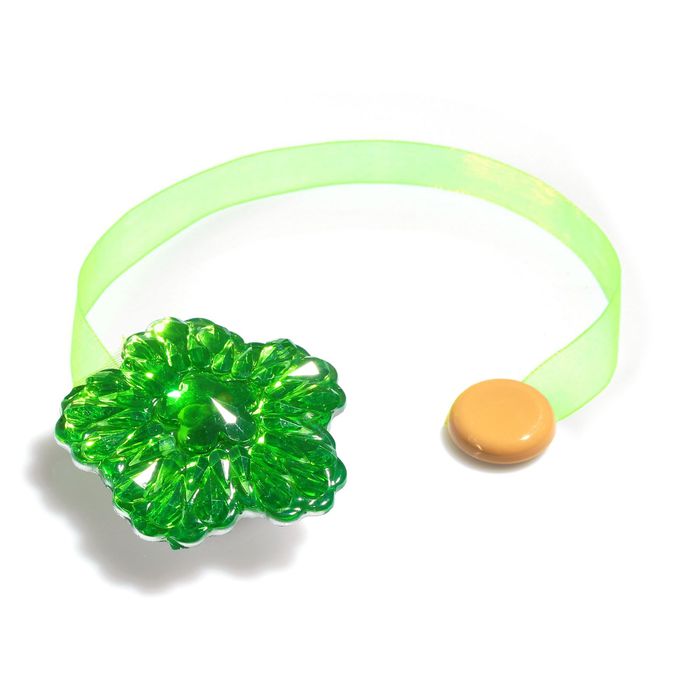 Подхват для штор на ленте "Цветок блестящий", цвет зелёный