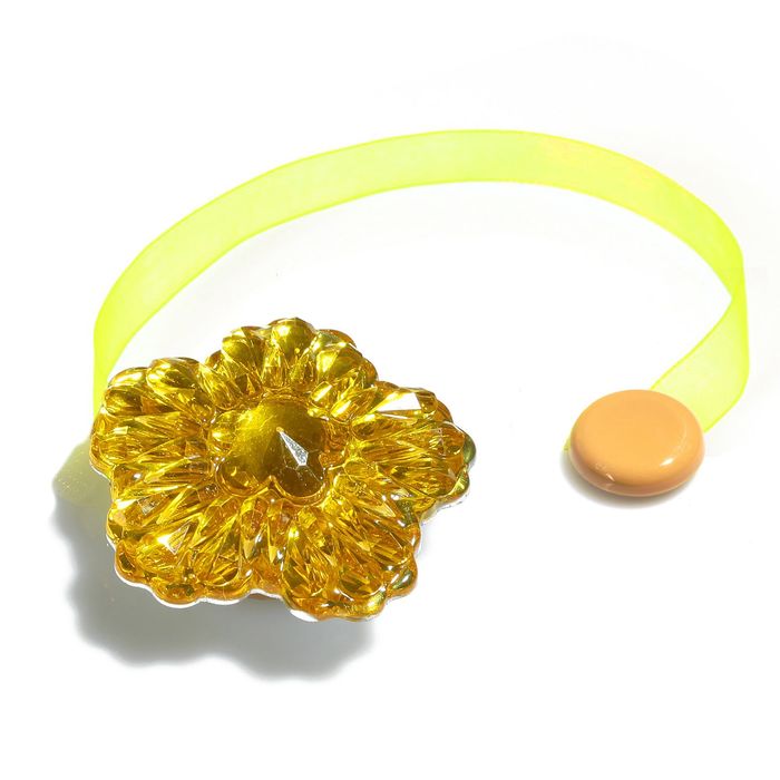 Подхват для штор на ленте "Цветок блестящий", цвет жёлтый