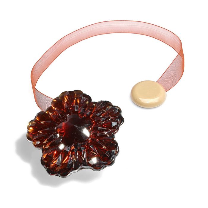 Подхват для штор на ленте "Цветок блестящий", цвет кофейный