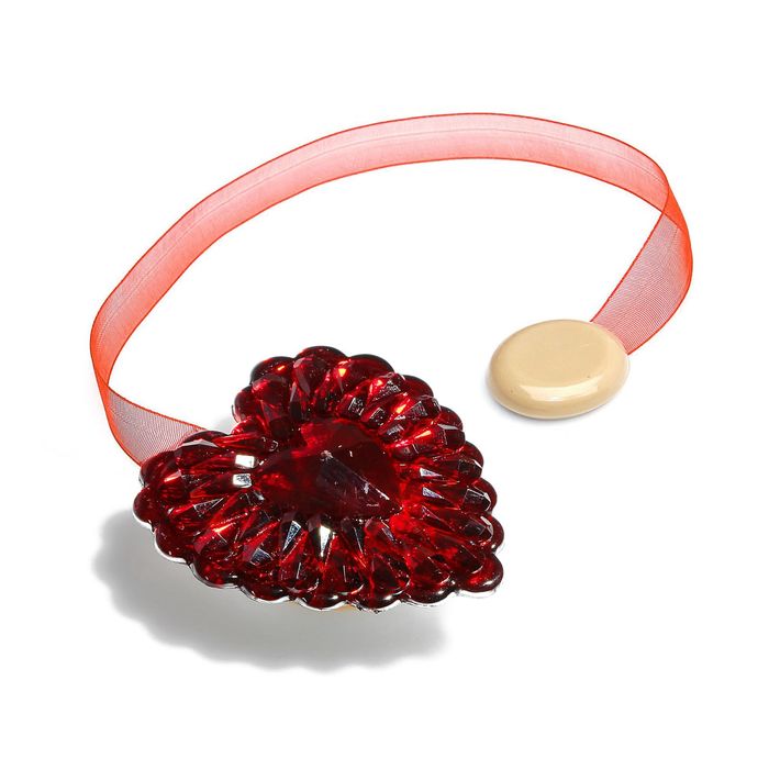 Подхват для штор на ленте "Сердце блестящее", цвет красный