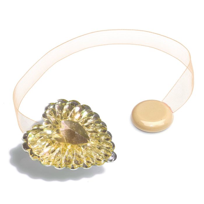 Подхват для штор на ленте "Сердце блестящее", цвет бежевый