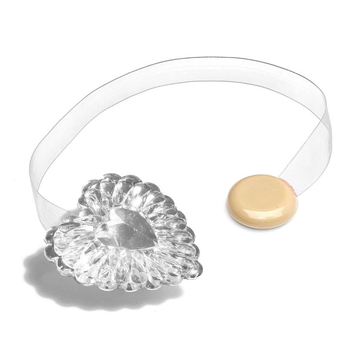 Подхват для штор на ленте "Сердце блестящее", цвет белый