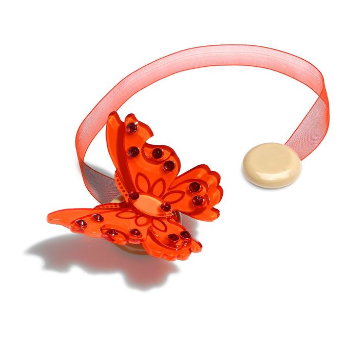 Подхват для штор на ленте "Бабочка красавица", цвет красный