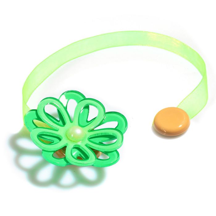 Подхват для штор на ленте "Гербера ажурная", цвет зелёный