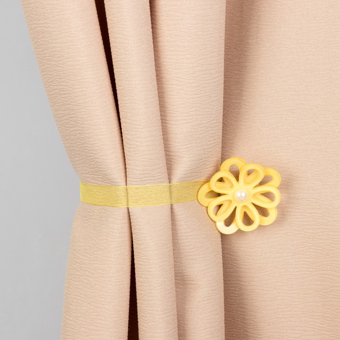 Подхват для штор на ленте "Гербера ажурная", цвет жёлтый