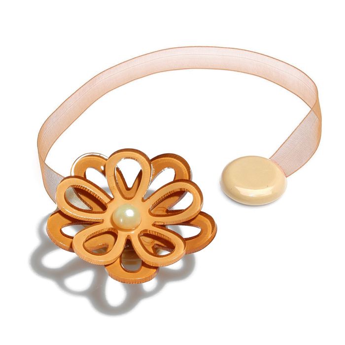 Подхват для штор на ленте "Гербера ажурная", цвет кофейный