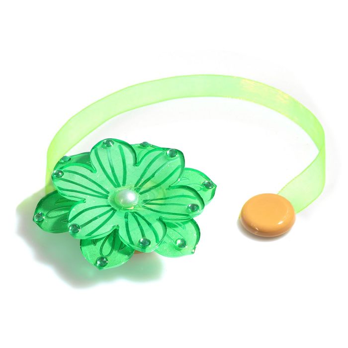 Подхват для штор на ленте "Цветок жемчужный", цвет зелёный