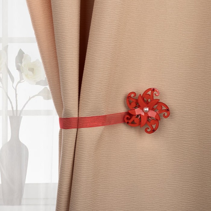 Подхват для штор на ленте "Ветерок", цвет красный