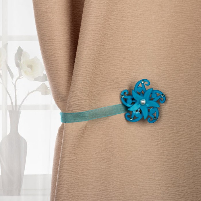 Подхват для штор на ленте "Ветерок", цвет голубой