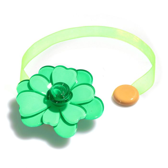 Подхват для штор на ленте "Цветок жарки", цвет зелёный