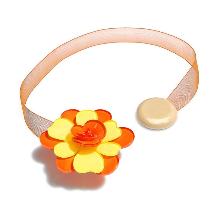 Подхват для штор на ленте "Цветок жарки", цвет оранжевый