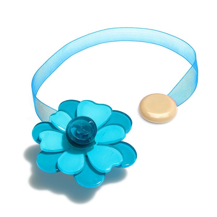 Подхват для штор на ленте "Цветок жарки", цвет голубой