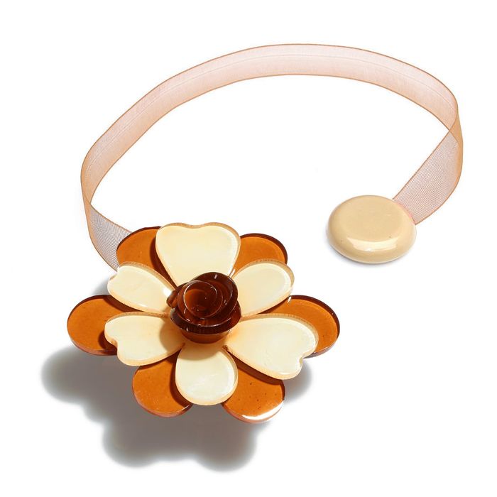 Подхват для штор на ленте "Цветок жарки", цвет бежевый