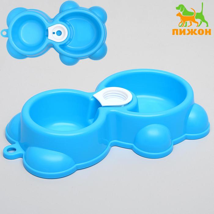 Миска двойная под бутылку "Мишка", 28,5 см, микс цветов