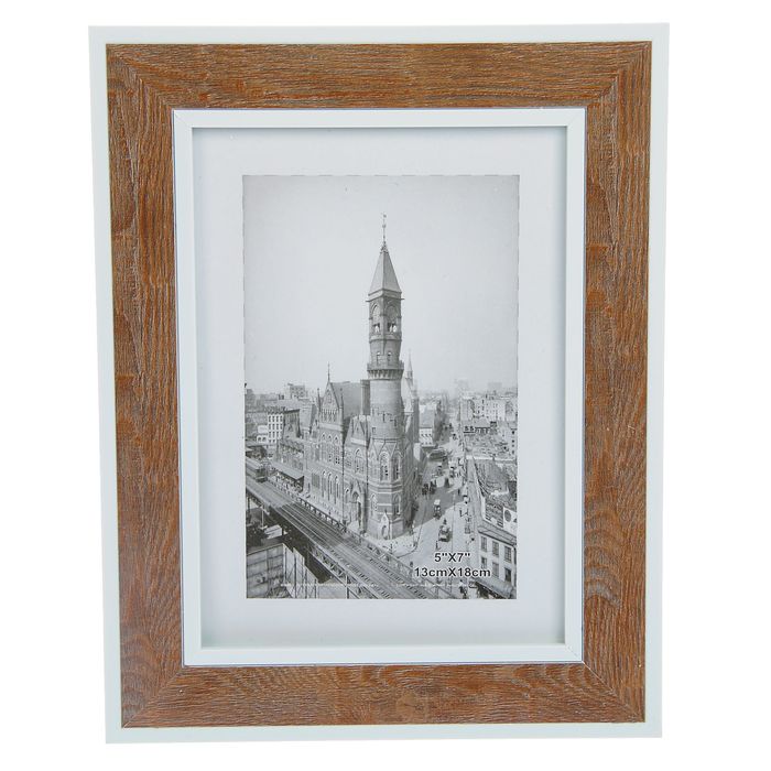 Фоторамка пластик 13х18 см "Монреаль" с белыми вставками под древесину 23,5х18,5х1 см