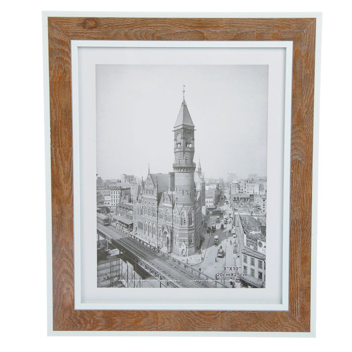 Фоторамка пластик 20х25 см "Монреаль" с белыми вставками под древесину 30,5х25,5х1 см