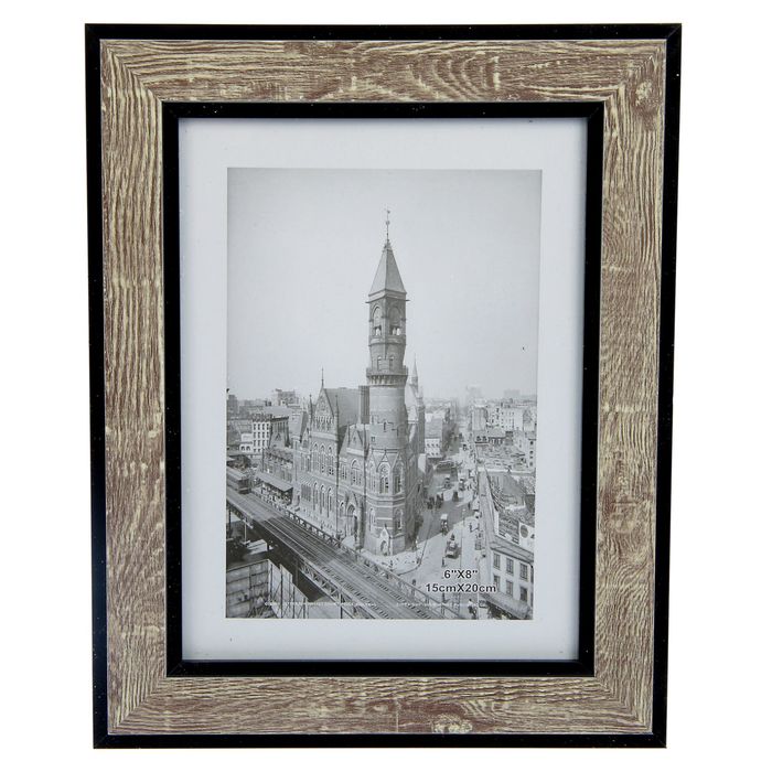 Фоторамка пластик 15х20 см "Монреаль" с чёрными вставками под древесину 25,5х20,5х1 см