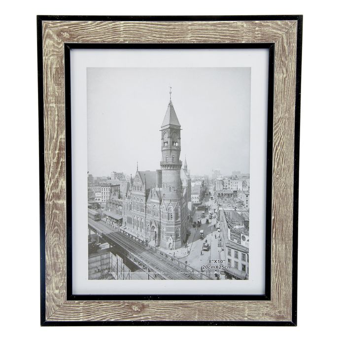 Фоторамка пластик 20х25 см "Монреаль" с чёрными вставками под древесину 30,5х25,5х1 см
