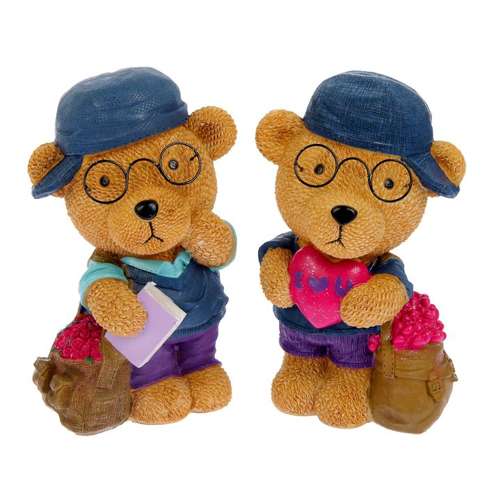 Копилка полистоун "Мишка в кепке и очках" МИКС 26х15,5х10 см