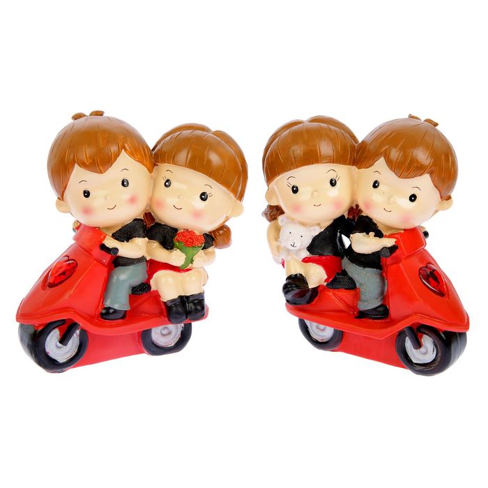 Копилка полистоун "Малыши на мопеде" МИКС 21,5х20х10 см