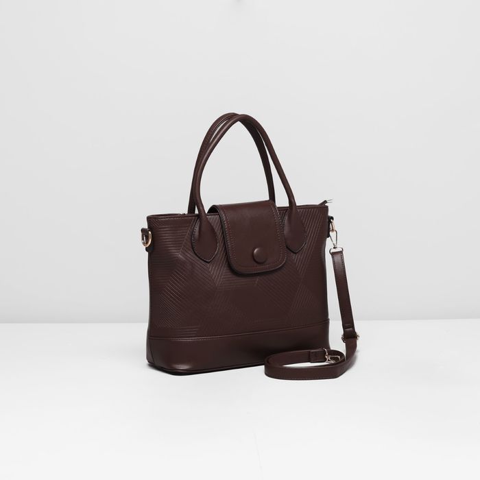 Сумка женская на молнии, 1 отдел с перегородкой, наружный карман, длинный ремень, цвет тёмно-коричневый