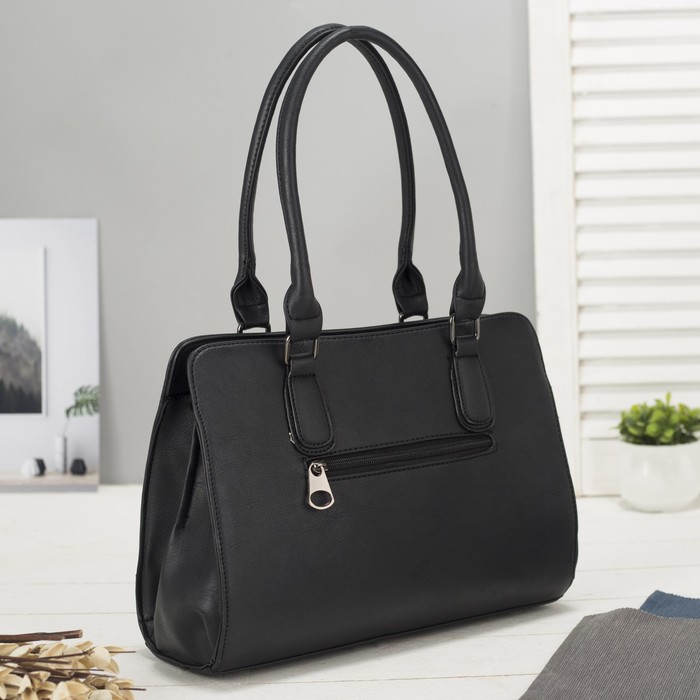 Сумка женская на молнии, 1 отдел с перегородкой, наружный карман, цвет чёрный