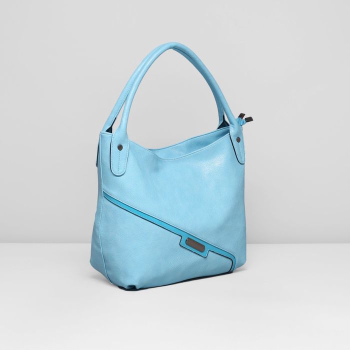 Сумка женская на молнии, 2 отдела, 2 наружных кармана, цвет голубой