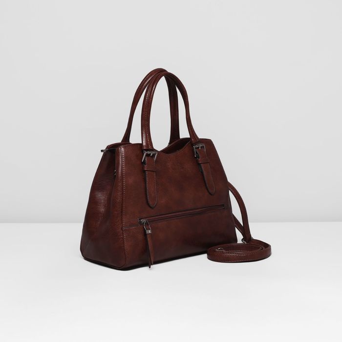 Сумка женская на молнии, 1 отдел с перегородкой, наружный карман, длинный ремень, цвет коричневый