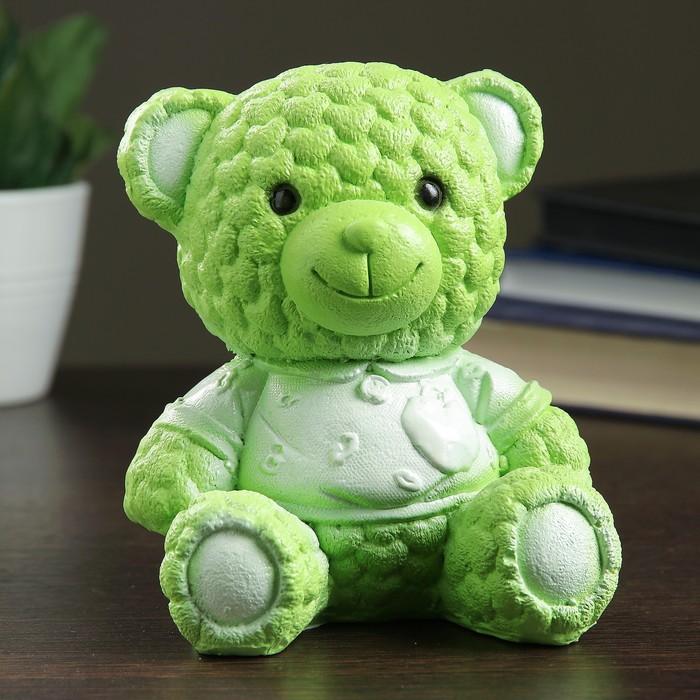 Копилка "Мишка плюшевый" 15 см салатовый МИКС