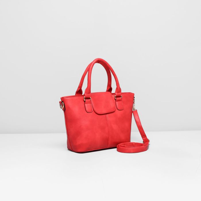 Сумка женская на молнии, 1 отдел с перегородкой, наружный карман, длинный ремень, цвет красный