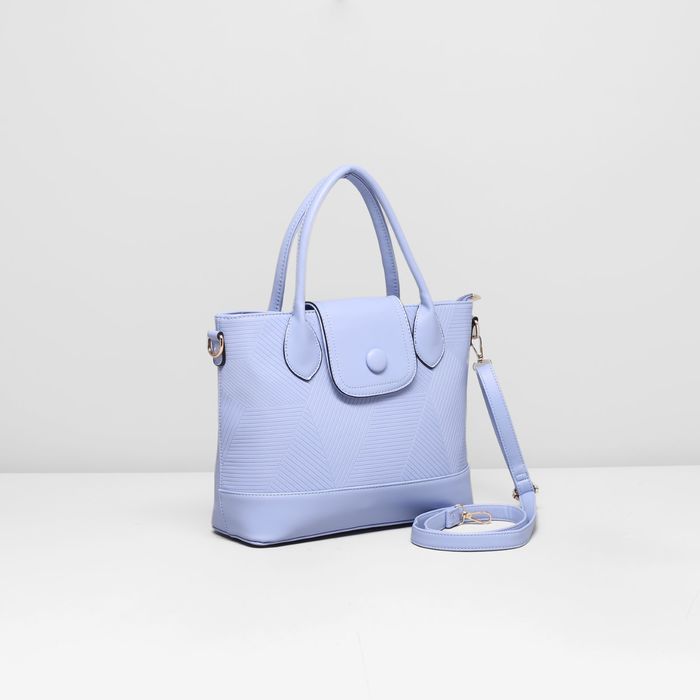 Сумка женская на молнии, 1 отдел с перегородкой, наружный карман, длинный ремень, цвет сиреневый