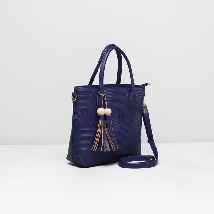 Сумка женская на молнии, 1 отдел с перегородкой, наружный карман, длинный ремень, цвет синий