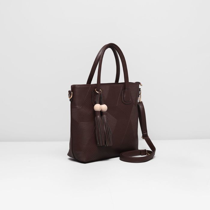 Сумка женская на молнии, 1 отдел с перегородкой, наружный карман, длинный ремень, цвет коричневый