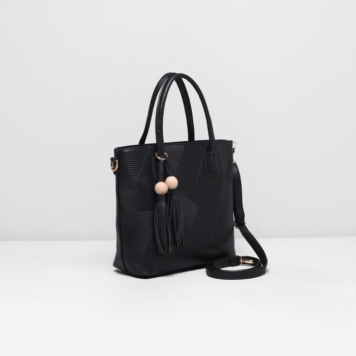 Сумка женская на молнии, 1 отдел с перегородкой, наружный карман, длинный ремень, цвет чёрный