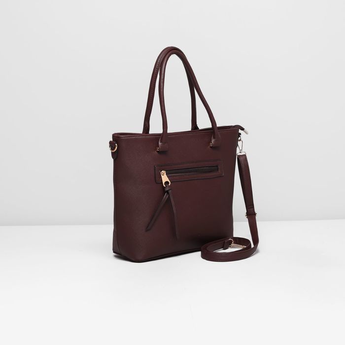 Сумка женская на молнии, 1 отдел с перегородкой, наружный карман, длинный ремень, цвет коричневый