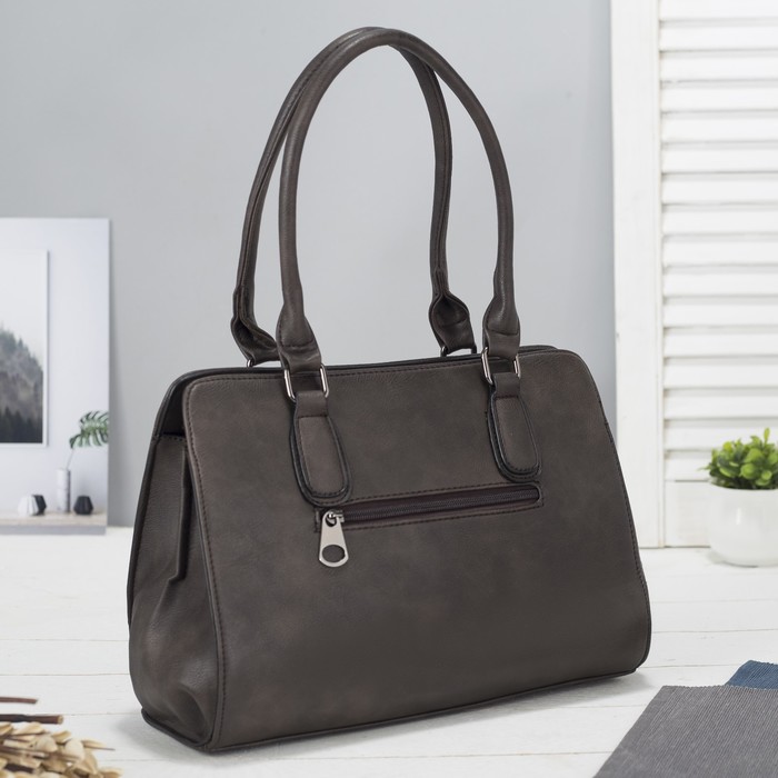 Сумка женская на молнии, 1 отдел с перегородкой, наружный карман, цвет коричневый