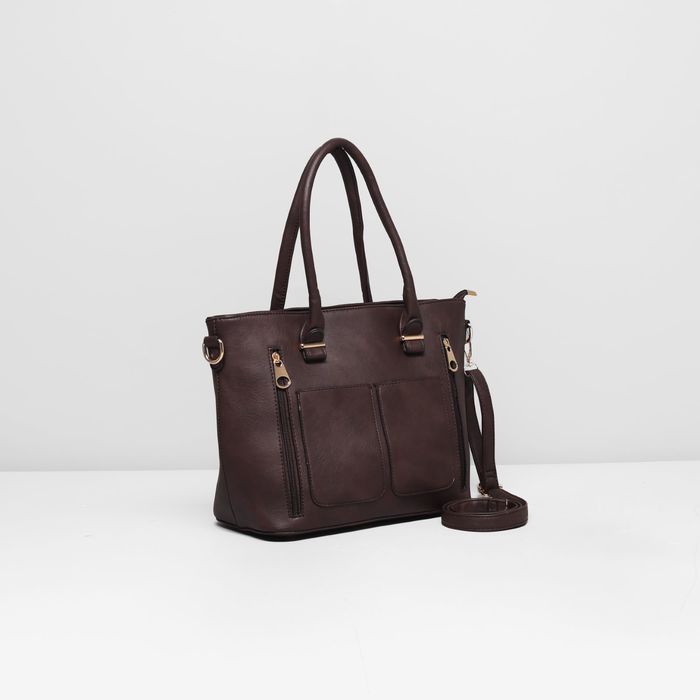 Сумка женская на молнии, 1 отдел, 4 наружных кармана, длинный ремень, цвет чёрный