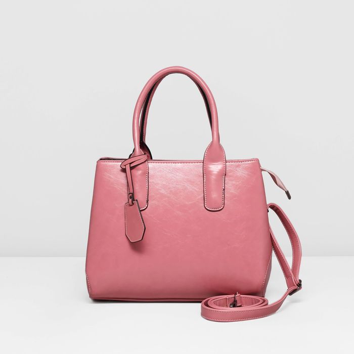 Сумка женская на молнии, 1 отдел с перегородкой, 3 наружных кармана, длинный ремень, цвет розовый