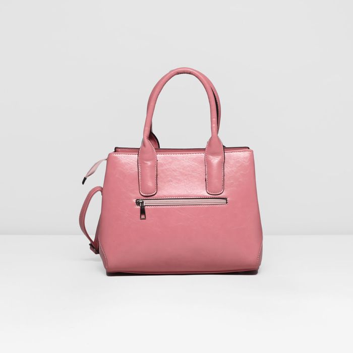 Сумка женская на молнии, 1 отдел с перегородкой, 3 наружных кармана, длинный ремень, цвет розовый