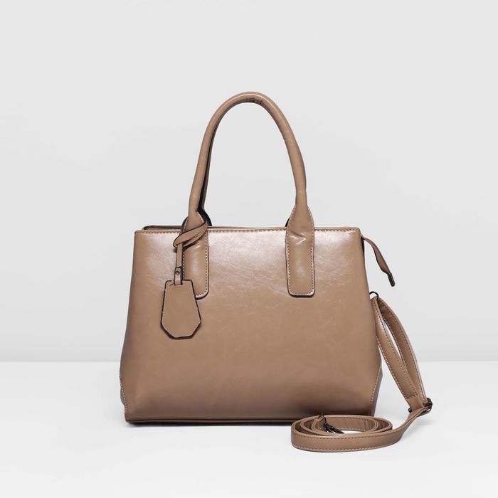 Сумка женская на молнии, 1 отдел с перегородкой, 3 наружных кармана, длинный ремень, цвет хаки