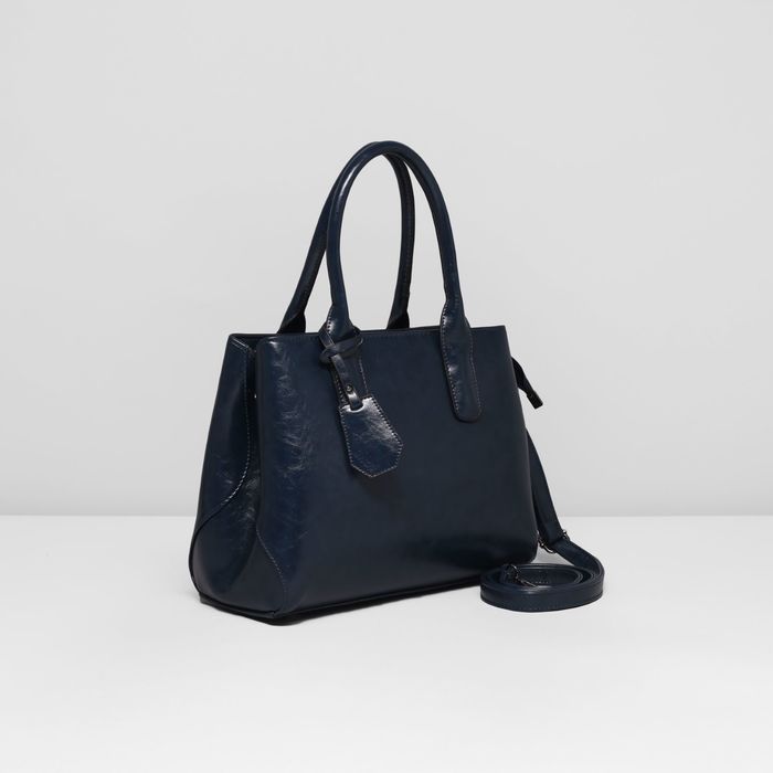 Сумка женская на молнии, 1 отдел с перегородкой, 3 наружных кармана, длинный ремень, цвет синий