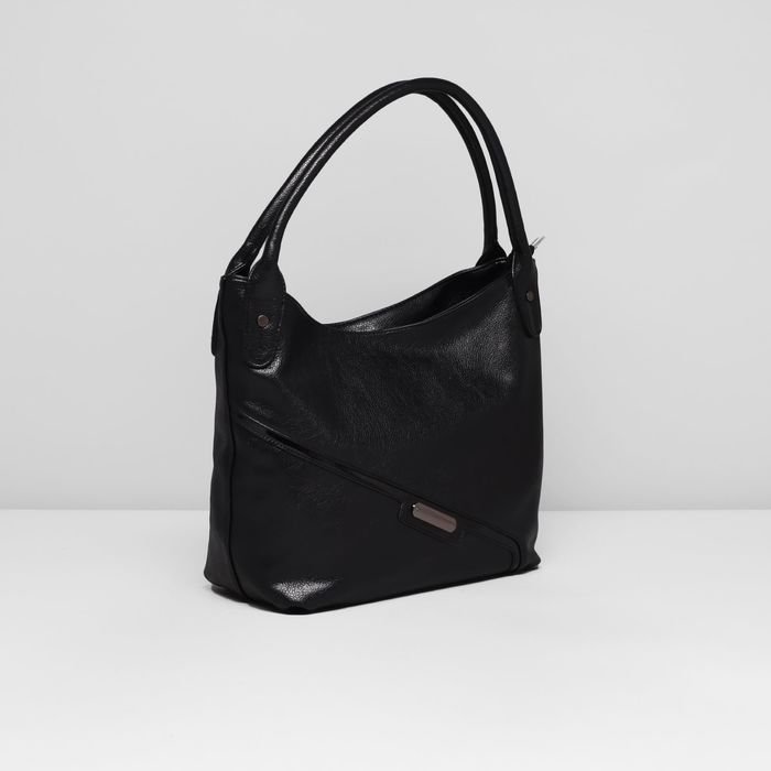 Сумка женская на молнии, 2 отдела, 2 наружных кармана, цвет чёрный