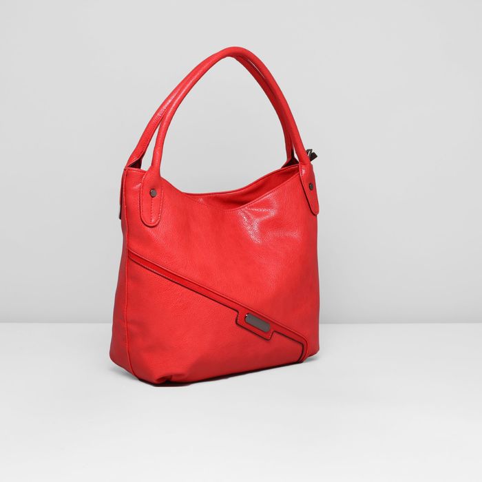 Сумка женская на молнии, 2 отдела, 2 наружных кармана, цвет красный