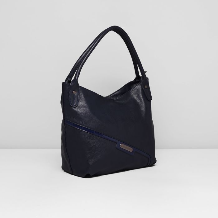 Сумка женская на молнии, 2 отдела, 2 наружных кармана, цвет синий